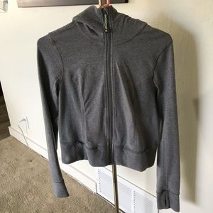 LuLuLemon gray crop zip-up hoodie